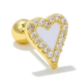 Goldenes Herz-Ohrknorpel-Piercing mit weißem Emaille und glitzernden Zirkonia - Weiß Emaille Herz Stil (EGD0719 Gold)