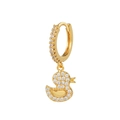 Orecchini pendenti a forma di papera in oro con pavé di zirconi cubici lucidi - Stile ad Anatra (EK00121) / Oro
