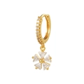 Orecchino a cerchio dorato con pendente in zircone a forma di croce e cristalli lucidi - Stile Triangolo a Croce (EK00116)