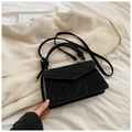 Black textured square handbag with gold hardware and removable shoulder strap - Black