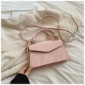 Pink minimalist crossbody bag with crinkled texture and decorative knot handle design - Pink
