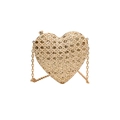 Mini bolso de fiesta en forma de corazón con lentejuelas doradas y cadena - Dorado