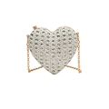 Mini heart-shaped evening bag with silver glitter finish and gold chain strap - Silver