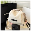 Off-white nylon shell bag with festive snowflake jacquard wide strap in a gift box - White