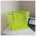 Detail shot of the reinforced fluorescent green mesh tote bag with durable wide handles - Fluorescent Green