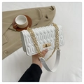 Elegant white quilted chain bag with gold twist lock and adjustable shoulder strap - White