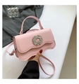 Pink lady crossbody bag with wavy edge cover and large rhinestone buckle detail - Pink