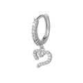Silver-toned hoop earring with pavé-set crystals and hollow heart pendant - Silver Heart Style (EK00013)