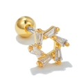 Star-shaped gold stainless steel stud earring with cubic zirconia and screw ball back - Star Style (EGD0684) / Gold
