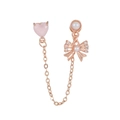 Pendientes de cadena en oro rosa con gema de corazón rosa y lazo elegante - Pendientes Corazón Rosa (EGD0623 Oro Rosa)
