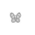 Boucle d'oreille papillon en argent avec des pierres de zircone claires et polies - Puces d'Oreilles Papillon Zircon (EGD0691 Couleur Argent)
