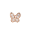 Boucles d'oreilles papillon en or rose avec zircons blancs et bordure perlée fine - Puces d'Oreilles Papillon Zircon (EGD0691 Or Rose)