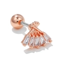 Rose gold fan-shaped stud earrings with zircons and stainless steel screw ball back - Radiant Fan Style (EGD0699) / Rose Gold