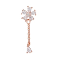 Elegant rose gold five-petal flower zircon drop earring with a delicate chain and teardrop gem - Flower Tassel Style (EGD0713) / Rose Gold
