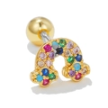 Rainbow labret stud featuring colorful cubic zirconia and a polished 18k gold-plated finish - Pave Rainbow Style (EGD0489) / Gold
