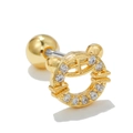 Gouden tijgerkop kraakbeen piercing met zirkonia en veilige schroefsluiting - Tijgerkopvorm (EGD0152) / Goud