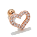 Clou d'oreille cœur en zircon or rose avec fermoir à vis sécurisé en acier inoxydable - Forme de cœur creux (EGD0157) / Or rose