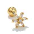 Mono boucle d'oreille cartilage étoile dorée avec zircons blancs et fermoir boule - Forme de flocon de neige (EGD0685) / Or
