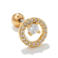 Piercing d'oreille en zircon rond doré avec fermeture à bille et serti halo - Forme de halo circulaire (EGD0154) / Or