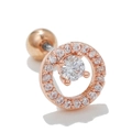 Clou de cartilage en or rose avec cercle de zircons et cristal central brillant - Forme de halo circulaire (EGD0154) / Or rose