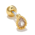 Clou d'oreille cartilage avec zircon poire, finition dorée et argentée et bordure perlée - Forme de goutte d'eau (EGD0763) / Or