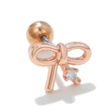 Puce d'oreille nœud rose doré avec zircon brillant et fermoir à boule sécurisé - Forme de nœud (EGD0151) / Or rose