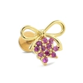 Pendiente de mariposa dorada con circonitas rosas y cierre plano estilo piercing - Estilo Lazo Dorado (CD00966)