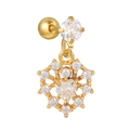Goldener Schneeflocken-Ohrknorpelstecker mit zentralem herzförmigem Zirkonia-Stein - Gold Schneeflocke Herz Stil (EGD1158)