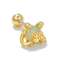 Mini puce d'oreille ours doré avec pierre vert clair et fermoir à boule vissée - Nœud Perle Verte Or (EGD0627)