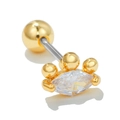 Gouden roestvrijstalen kraakbeen stud met marquise kristal en schroefsluiting - Marquise Stijl (EGD0749) / Goud