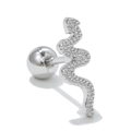 Silberner schlangenförmiger Ohrstecker mit strukturierter Oberfläche und Kugelverschluss - Schlangenstil (EGD0617) / Silber
