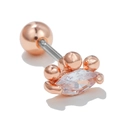 Roségouden kroon oorknopje met marquise-zirkonia en bolsluiting op een witte achtergrond - Marquise Stijl (EGD0749) / Roségoud