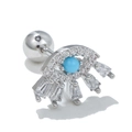 Zilveren evil eye piercing sieraad met blauwe steen en sprankelende zirkonia - Boze Oog Stijl (EGD0745) / Zilver