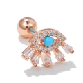 Roségouden evil eye oorknopje met turquoise kraal en fonkelende zirkonia - Boze Oog Stijl (EGD0745) / Roségoud
