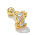 Gouden kraakbeen piercing met vierkante AB kristal en veilige schroefsluiting - Vierkante AB Stijl (EGD0584) / Goud
