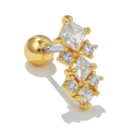 Gouden roestvrijstalen kraakbeen oorknopje met zirkonia en schroefbare kogelback - Geometrische Stapelstijl (EGD0725) / Goud