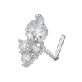 Piercing de nariz en L plateado con racimo de circonitas claras para mujer - Estilo Cluster con Engaste de Garras(BD00720 Plateado)
