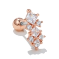 Roségouden geometrische oorknop met witte zirkonia en een veilige schroefsluiting - Geometrische Stapelstijl (EGD0725) / Roségoud