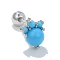 Kattenpoot oorknopje met hemelblauwe kralen en zilveren roestvrijstalen schroef - Blauwe Poot Stijl (EGD0724) / Zilver