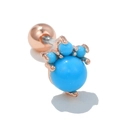 Roségouden helix piercing met vier hemelsblauwe turquoise kralen in pootdesign - Blauwe Poot Stijl (EGD0724) / Roségoud
