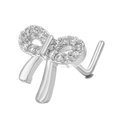 Piercing de nariz con forma de lazo plateado y circonitas cúbicas brillantes en diseño de L - Estilo Lazo(BD00618 Plateado)
