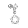 Dettaglio piercing orecchio a stella in argento con cristalli di zircone micro-incastonati - Stile Anello Stella (EGD1177) / Argento