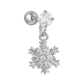 Detail of silver snowflake cartilage earring with sparkling zircon micro-pave setting - Snowflake Style (EGD1179) / Silver