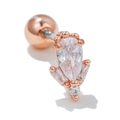 Roségouden kraakbeen oorpiercing met druppelvormige zirkonia en veilige schroefsluiting - Peervorm Stijl (EGD0726) / Roségoud