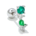 Silberner Piercing Ohrring mit smaragdgrünen und weißen Zirkonia im Minimal-Stil - Gestromter Grün Weiß Stil (EGD0756 Silberfarben)