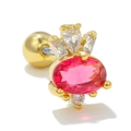 Ohrstecker mit rosa Kristall und weißer Zirkonia-Krone auf vergoldeter Basis - Rosa Zirkon Krone Stil (EGD0742 Gold)