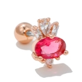 Roségoldener Ohrstecker mit rosa ovalem Zirkon und kronenförmiger Kristallfassung - Rosa Zirkon Krone Stil (EGD0742 Roségold)