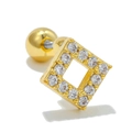 Square gold stud earring with double-row pavé crystals and secure screw ball back - Square Hollow / Gold Square Hollow Style (EGD0717Gold)
