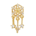 Goldener Traumfänger-Ohrstecker mit gelbem Herz-Zirkon und weißen Anhängern - Traumfänger Hohl Stil (EGD0550 Gold)