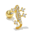 Clou d'oreille lézard en or 18 carats avec zircons blancs et fermoir à vis pour cartilage - Style Gecko Or (EGD0569)
